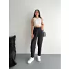 Kadın Yüksel Bel Rahat Paça Pantalon - Siyah
