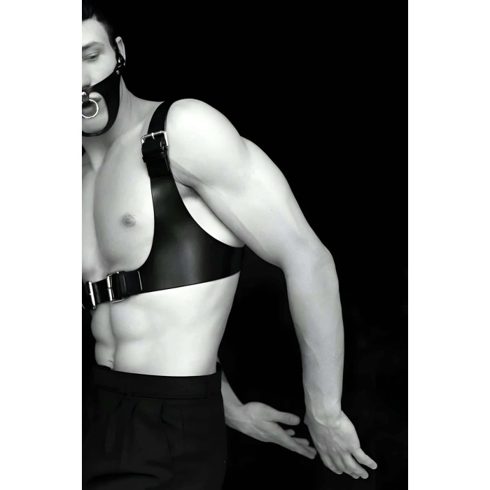 Seksi Deri Göğüs Ve Maske Harness - APFTM112