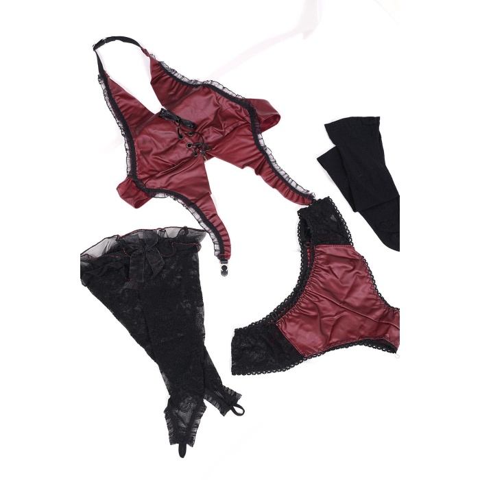 Askılı Bordo Renk Kadın Babydoll