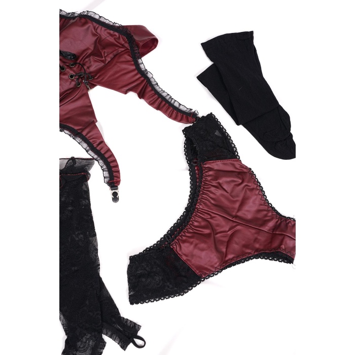 Askılı Bordo Renk Kadın Babydoll