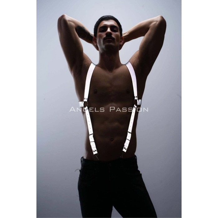 Reflektörlü (Karanlıkta Parlayan) Göğüs Harness, Erkek Pantolon Askısı, Reflektörlü Clubwear - APFTM160