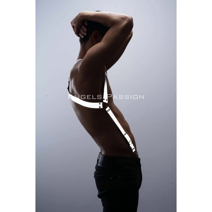Reflektörlü (Karanlıkta Parlayan) Göğüs Harness, Erkek Pantolon Askısı, Reflektörlü Clubwear - APFTM160