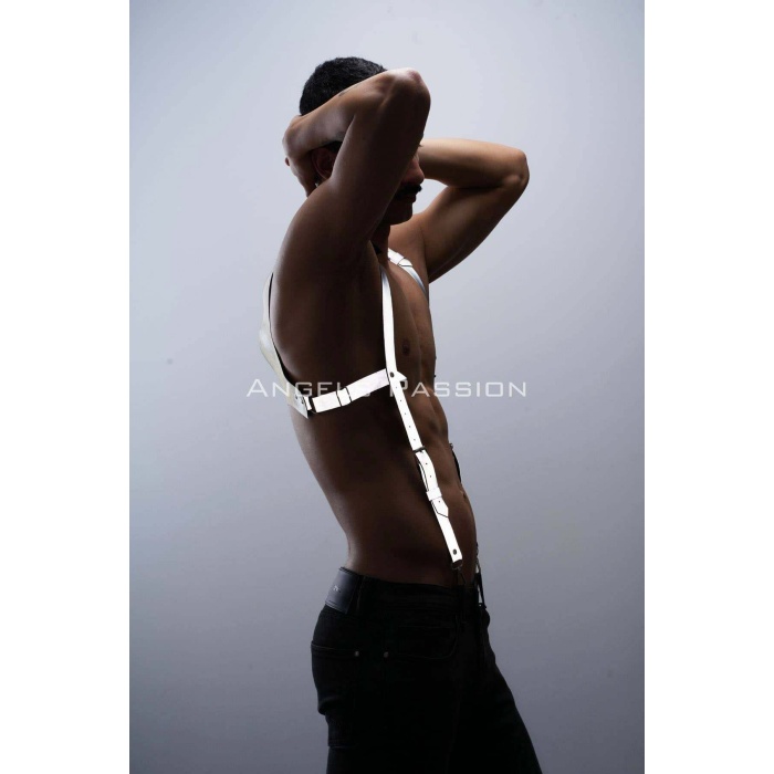 Karanlıkta Parlayan - Reflektörlü Pantolon Askısı, Erkek Göğüs Harness - Reflektörlü Clubwear - APFTM135