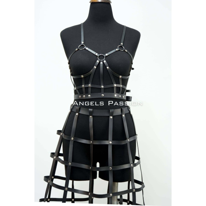Deri Etek ve Deri Göğüs Harness Takım, Cosplaywear - APFT1013