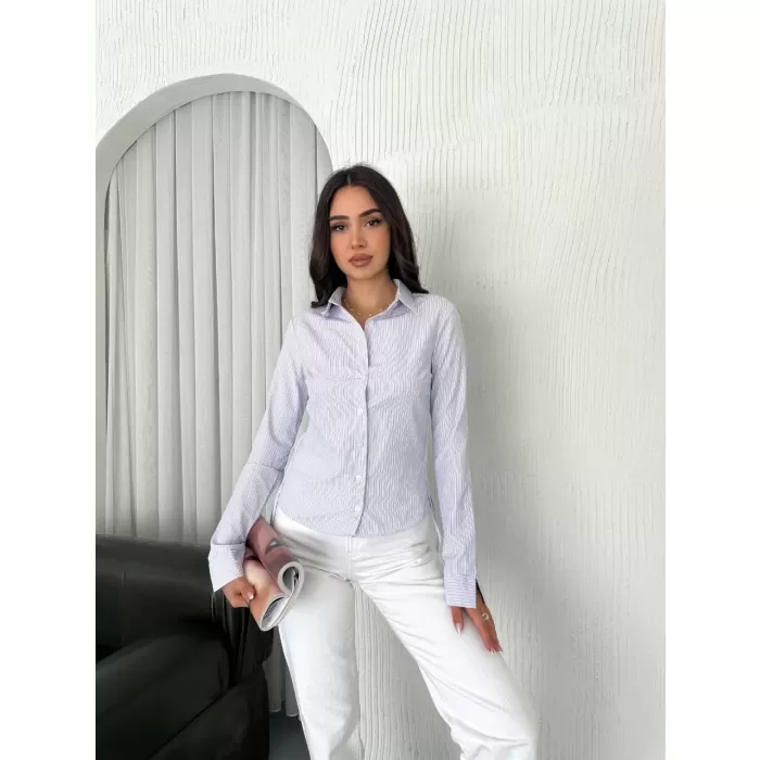 Kadın Uzun Kollu yandan Bağlama detaylı Gömlek - Beyaz