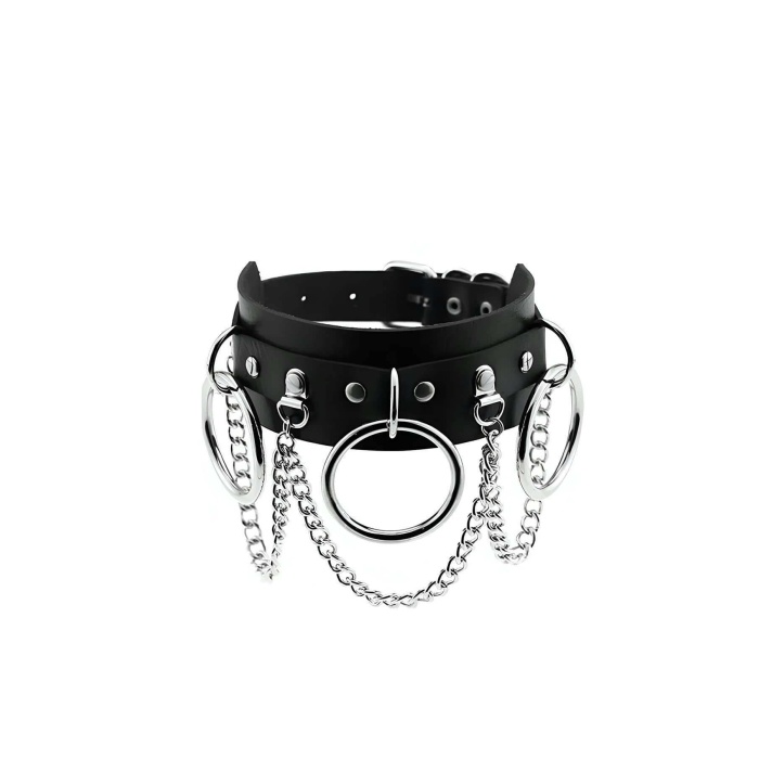 Halka ve Zincir Detaylı Seksi Choker - APFT407