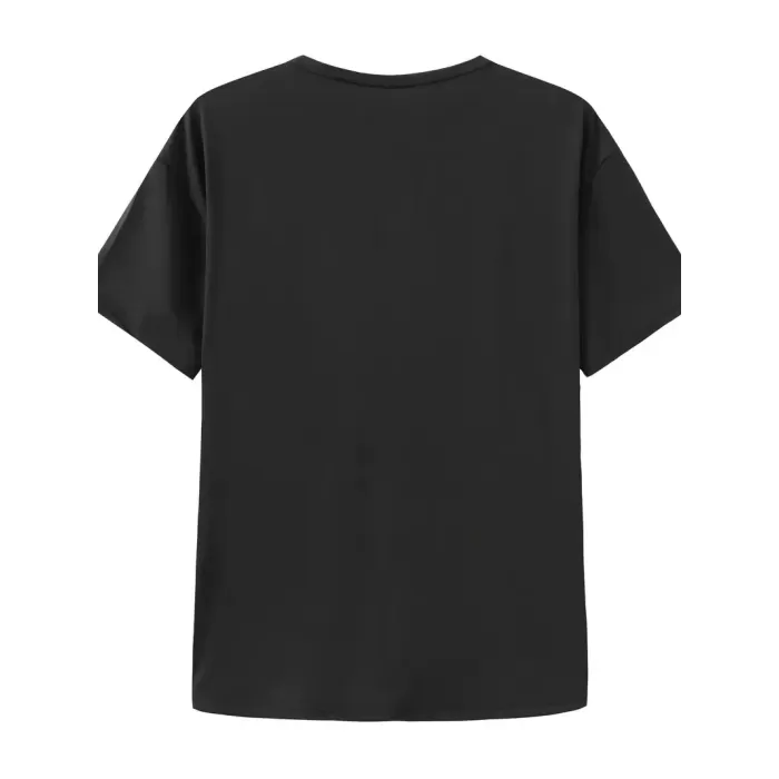Canlı Harf Baskılı Büyük Boy Oversize Kısa Kollu Tişört - Yumuşak, Nefes Alabilir, Kadınlar için Rahat Yaz ve İlkbaharın Vazgeçilmezi - Rahat Kesim, Rahat, Şık Kadın Giysileri - Siyah