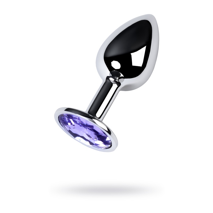 Metal by TOYFA Anal Plug, Metal, gümüş, mor kristalli, 7 cm, Ø 2,8 cm, 50 g