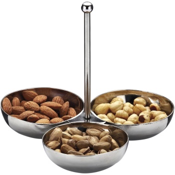 Biradlı 3Lü Çelik Çerezlik 18/10Cr.Ni