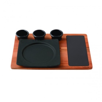 Lava Servis Tabağı Kare Ahşap Döküm Stand 21 X 21 Cm