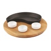 Lava Fajita Tabağı Damla Form Siyah Mat Ahşap Stand 10 X 20 Cm