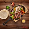 Lava Fajita Tabağı Siyah Mat Ahşap Stand 17 X 23 Cm