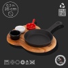 Lava Sahan Yuvarlak Ahşap Stand Siyah Mat 16 Cm Eco K44
