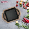 Lava Sahan Kare Siyah Mat Ahşap Stand 12 X 12 Cm Eco