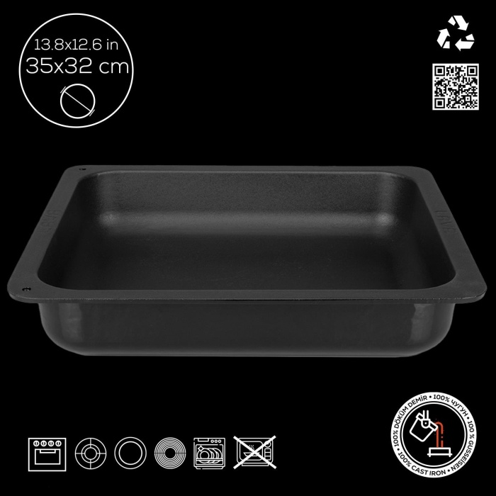 Lava Servis Tepsisi 35 X 32 Cm Siyah