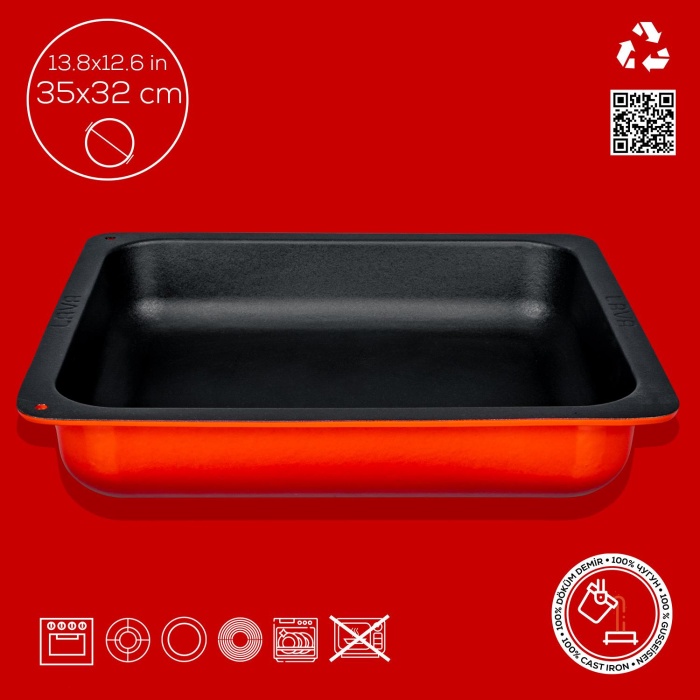 Lava Servis Tepsisi 35 X 32 Cm Kırmızı