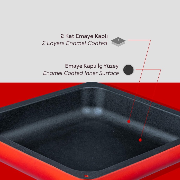 Lava Servis Tepsisi 35 X 32 Cm Kırmızı
