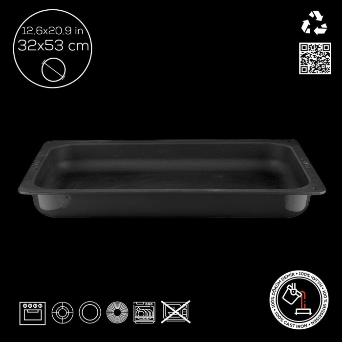 Lava Servis Tepsisi 53 X 32 Cm Siyah