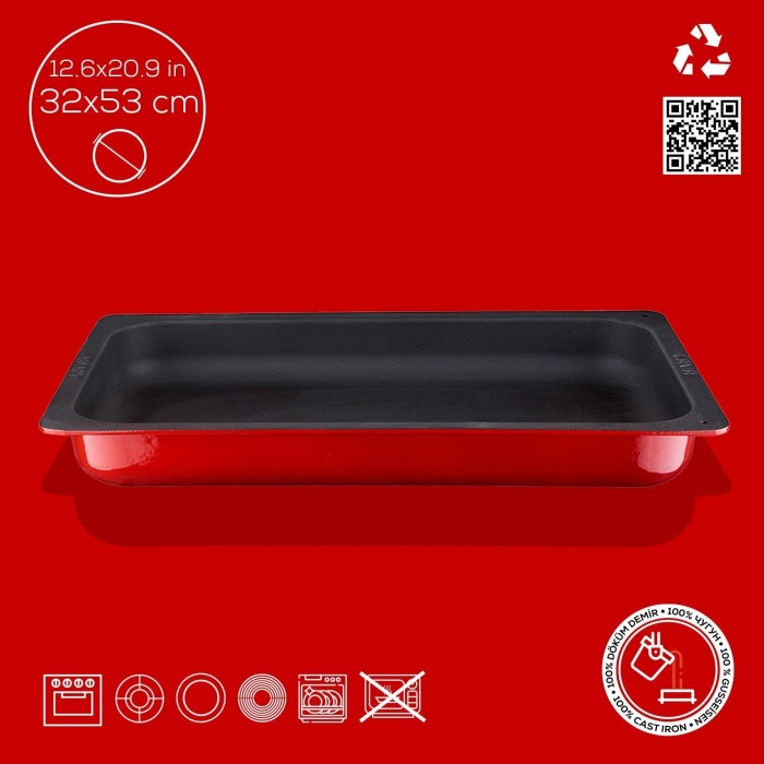 Lava Servis Tepsisi 53 X 32 Cm Kırmızı