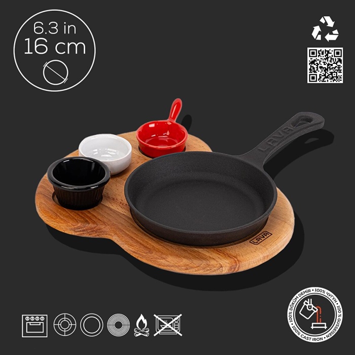 Lava Sahan Yuvarlak Ahşap Stand Siyah Mat 16 Cm Eco K44