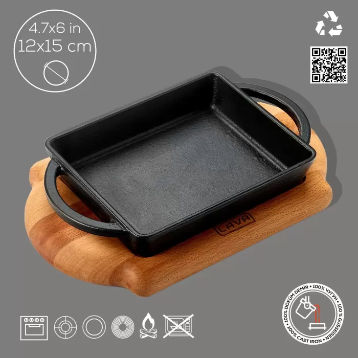 Lava Sahan Dikdörtgen Siyah Mat Ahşap Stand 12 X 15 Cm Eco