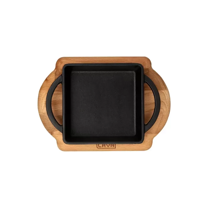 Lava Sahan Kare Siyah Mat Ahşap Stand 12 X 12 Cm Eco