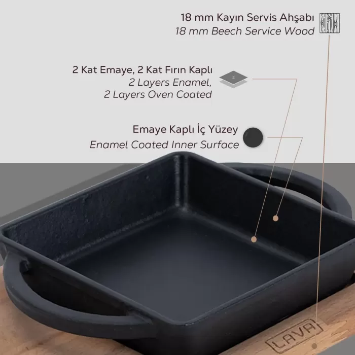 Lava Sahan Kare Siyah Mat Ahşap Stand 12 X 12 Cm Eco