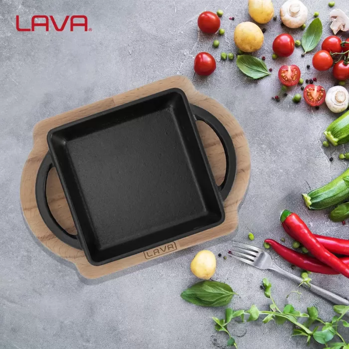 Lava Sahan Kare Siyah Mat Ahşap Stand 12 X 12 Cm Eco