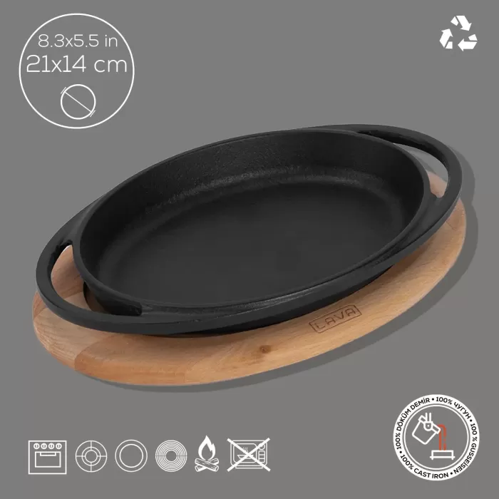 Lava Sahan Oval Siyah Mat Ahşap Stand 21 X 14 Cm Eco