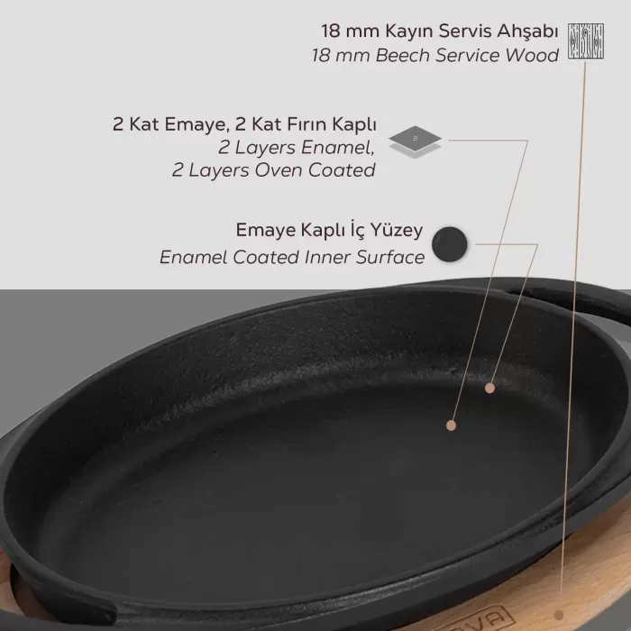 Lava Sahan Oval Siyah Mat Ahşap Stand 21 X 14 Cm Eco