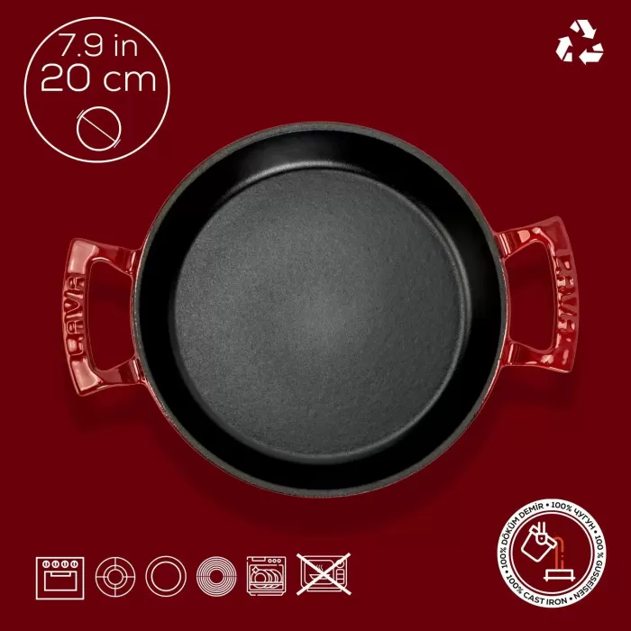 Lava Sahan Yuvarlak Kırmızı 20 Cm