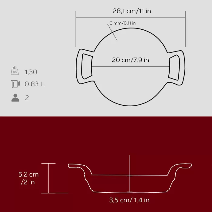 Lava Sahan Yuvarlak Kırmızı 20 Cm