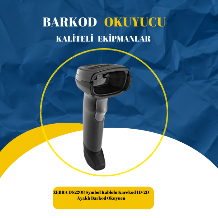 ZEBRA DS2208 Symbol Kablolu Karekod 1D/2D Ayaklı Barkod Okuyucu