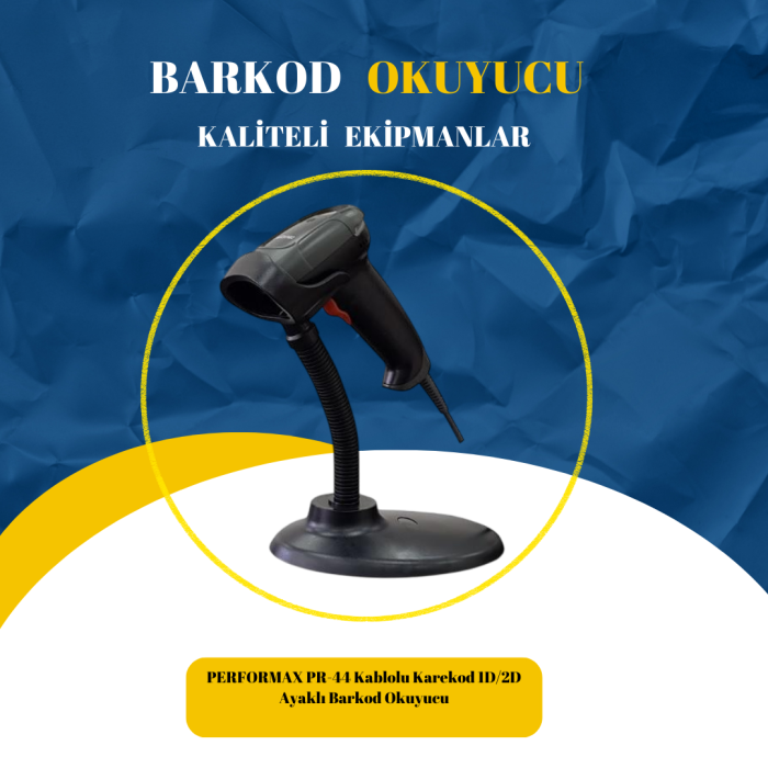 PERFORMAX PR-44 Kablolu Karekod 1D/2D Ayaklı Barkod Okuyucu