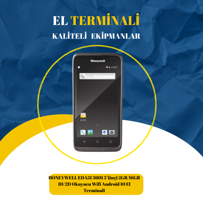 HONEYWELL EDA51 3601 5(inç) 2GB/16GB 1D/2D Okuyucu Wifi Android 10 El Terminali