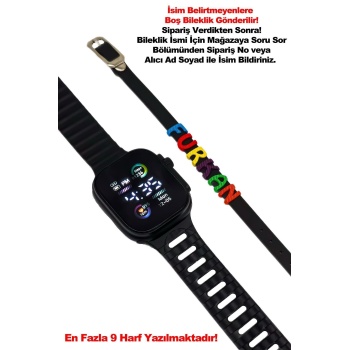 Çocuk Kol Saati İsme Özel Bileklikli Su Geçirmez Led Ekranlı Erkek Saat Kız Saat Akıllı Saat Değil!