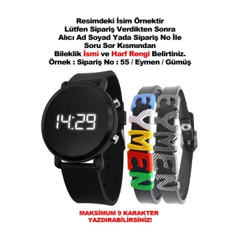 Çocuk Saati Siyah Isme Özel Hediye Bileklik Dijital Kız Ve Erkek Uyumlu Çocuk Kol Saati