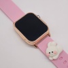2025 Model Pembe Yanaklı Tavşan Figürlü Takvimli Çocuk Kol Saati Dijital Kız Kol Saati  Gold Kasa