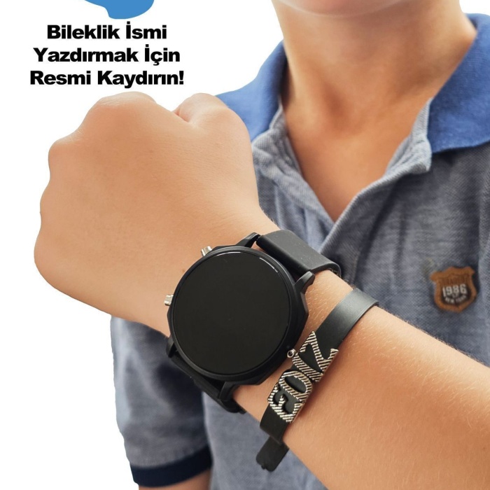 Çocuk Saati Erkek / Kız Uyumlu Isme Özel Gümüş Harf Bileklik Çocuk Kol Saati Hediyelik Su Geçirmez