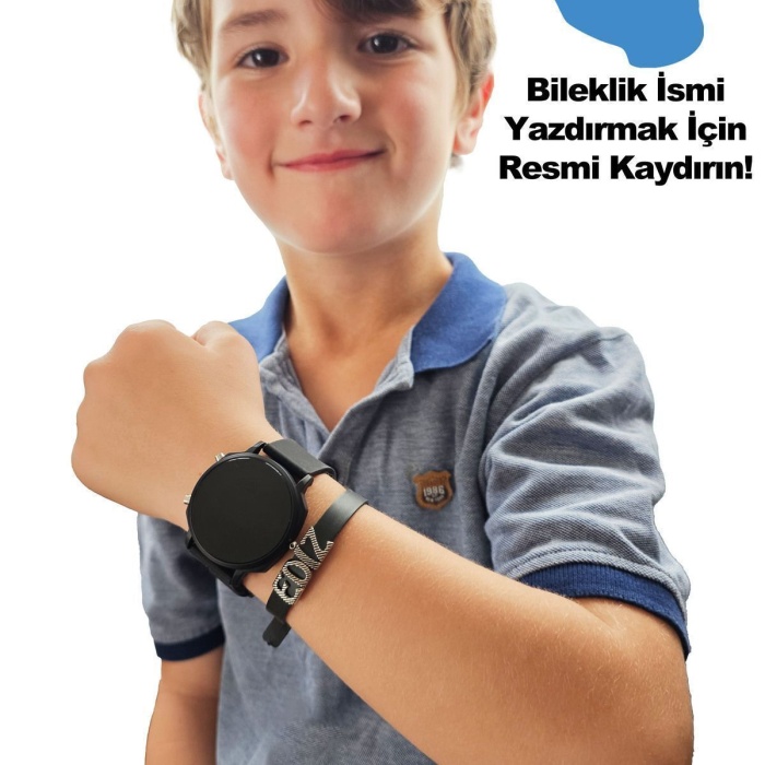 Çocuk Saati Erkek / Kız Uyumlu Isme Özel Gümüş Harf Bileklik Çocuk Kol Saati Hediyelik Su Geçirmez
