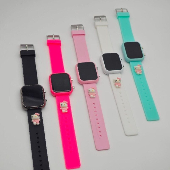 Kitty Figürlü Çocuk Kol Saati Su Geçirmez Kız Kol Saatleri 3 Yaş Üzeri Uyumlu (PEMBE)