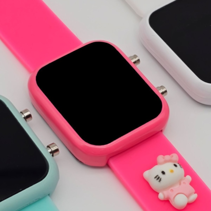 Kitty Figürlü Çocuk Kol Saati Su Geçirmez Kız Kol Saatleri 3 Yaş Üzeri Uyumlu (PEMBE)