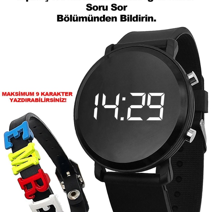 Çocuk Saati Siyah Isme Özel Hediye Bileklik Dijital Kız Ve Erkek Uyumlu Çocuk Kol Saati