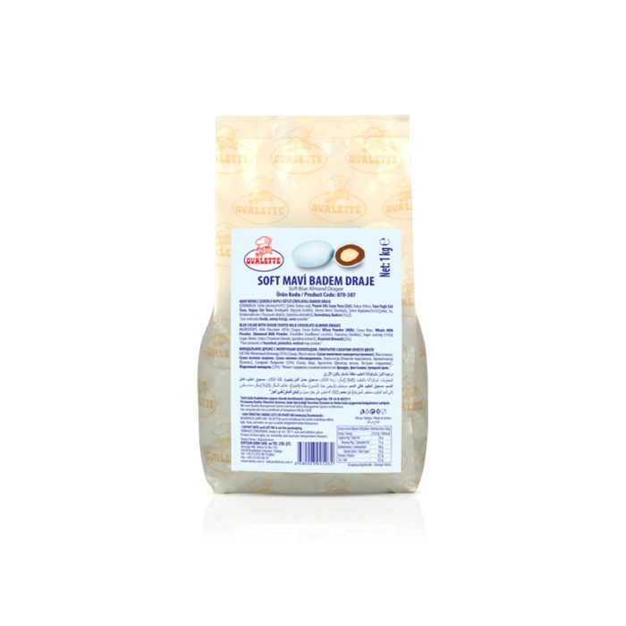 Ovalette Katsan Kuvertür Soft Mavi Renkli Badem Draje 1 Kg