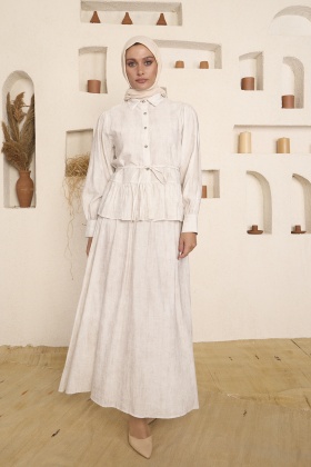 Batik Çilek Krem Etekli Takım