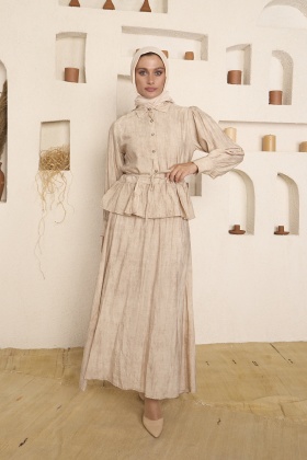 Batik Çilek Bej Etekli Takım