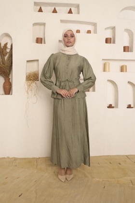 Batik Çilek Haki Etekli Takım