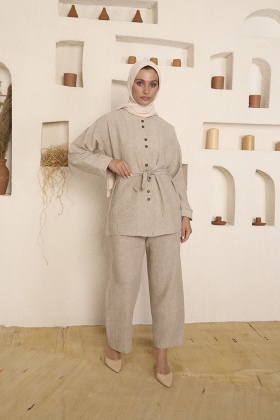 Pantolonlu Keten Takım - Haki