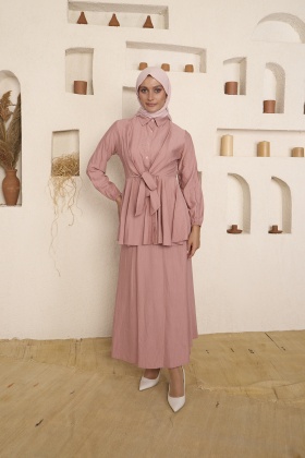 Çilek Kumaş Etekli Takım - Gül Kurusu