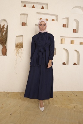 Çilek Kumaş Etekli Takım - Lacivert